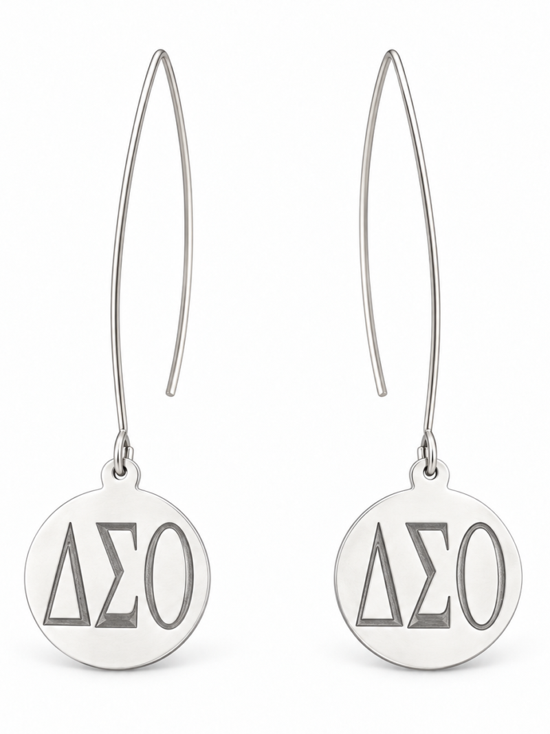 Delta Sigma Theta Long Circles Etched Earrings
