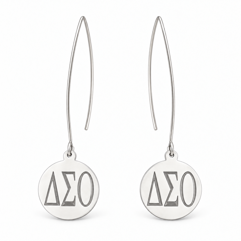 Delta Sigma Theta Long Circles Etched Earrings