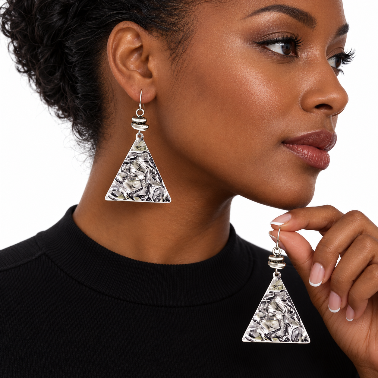 Pyramid Hammered Earrings/Studs